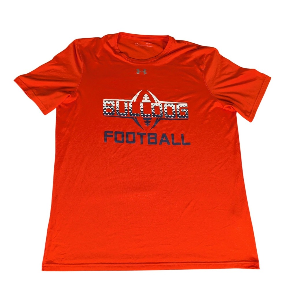 Under Armour Mens Orange Bulldog Football HeatGear Performance T-Shirt MD